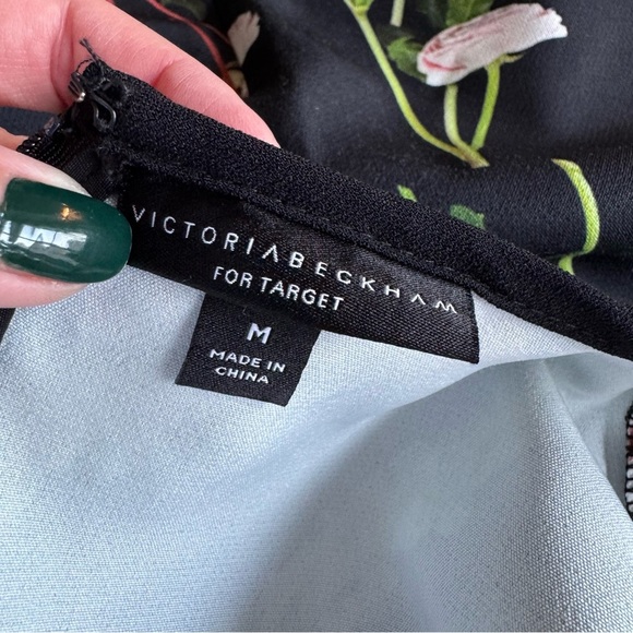 VICTORIA BECKHAM x TARGET Black English Floral Dress Sheath Crew Sleeveless - Picture 4 of 8